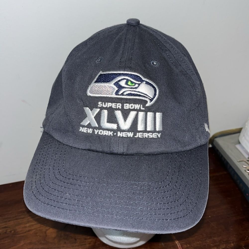 Brand 47 SEATTLE SEAHAWKS BLUE SUPERBOWL XLVIII 48 New Jersey Sloop HAT CAP OSFA